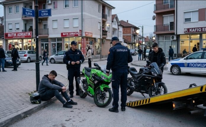 Policia ndalon dy të mitur në Tetovë që garonin me motoçikleta pa leje  konfiskohen mjetet