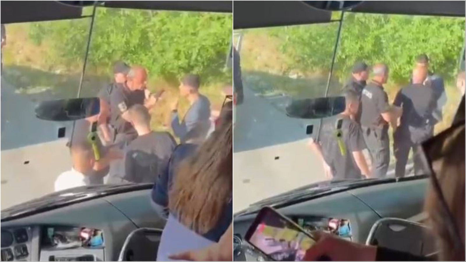 Pamje se si u ndaluan studentët shqiptarë në Bllatë teksa udhëtonin për protestën në Shkup