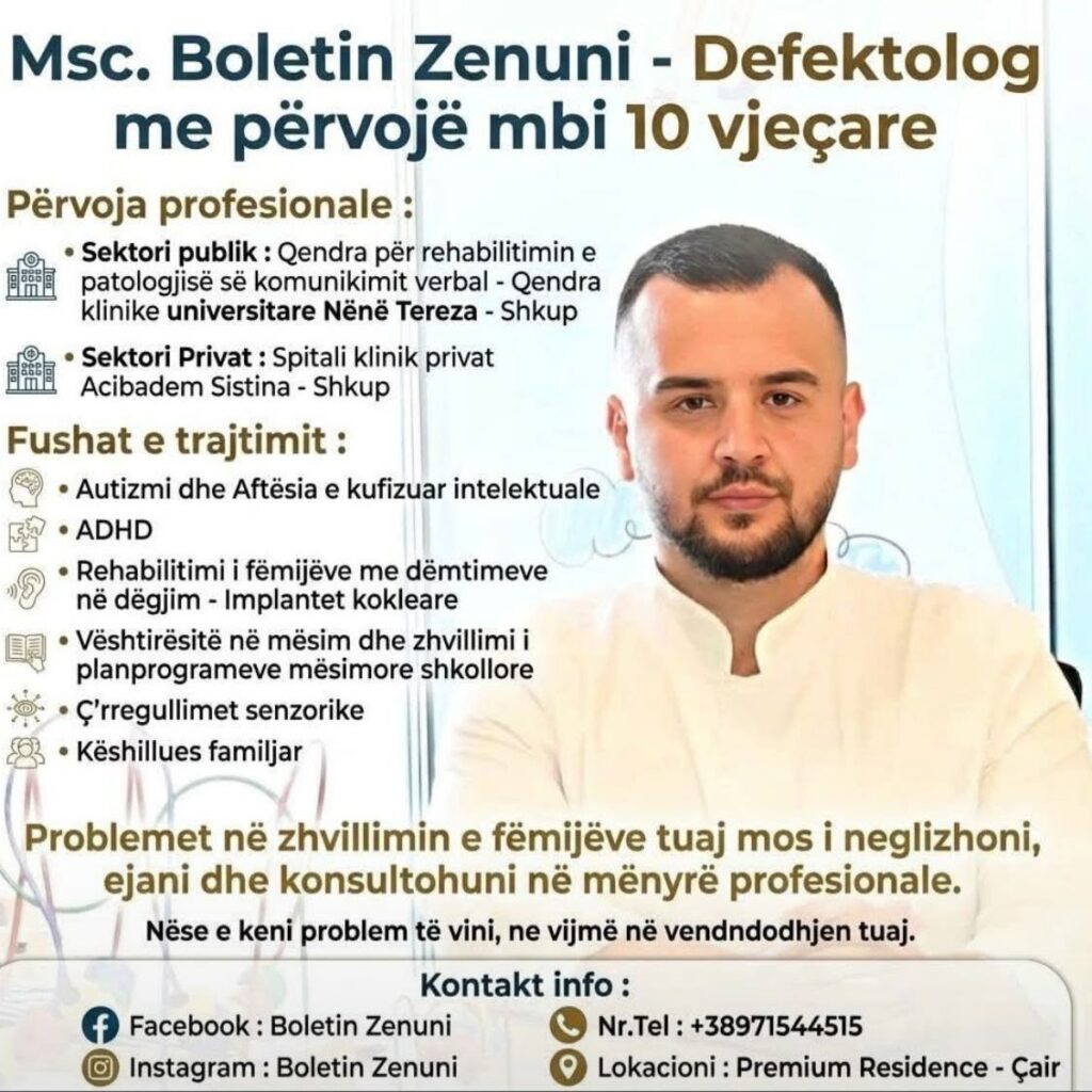 Msc. Boletin Zenuni rikthehet me shërbime profesionale dhe konsulta në terren, duke filluar nga 15 gushti”