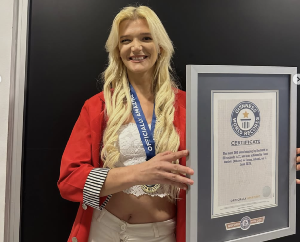 Akrobatja Fiona Rushiti në Guinness, thyen rekordin me 72 rrotullime në 30 sekonda